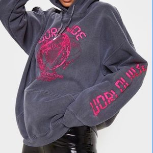 Prettylittlething Worldwide Grey Sweatshirt